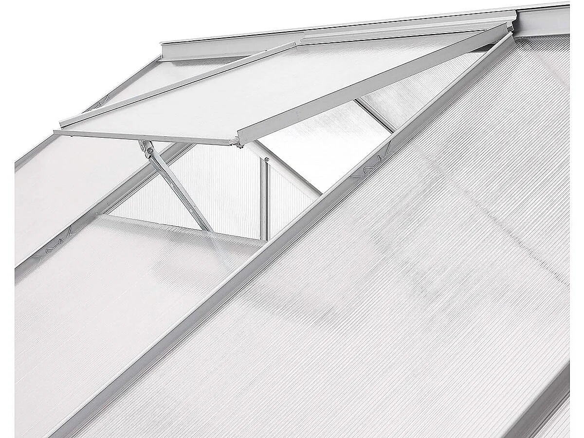 Serre jardin polycarbonate 310 x 190 x 195 cm "Basilic" - 5,89 m² - Gris