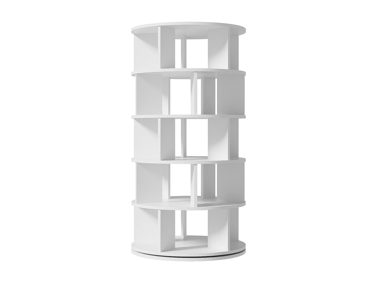 Meuble à chaussures pivotant avec 5 niveaux - Bois blanche ronde