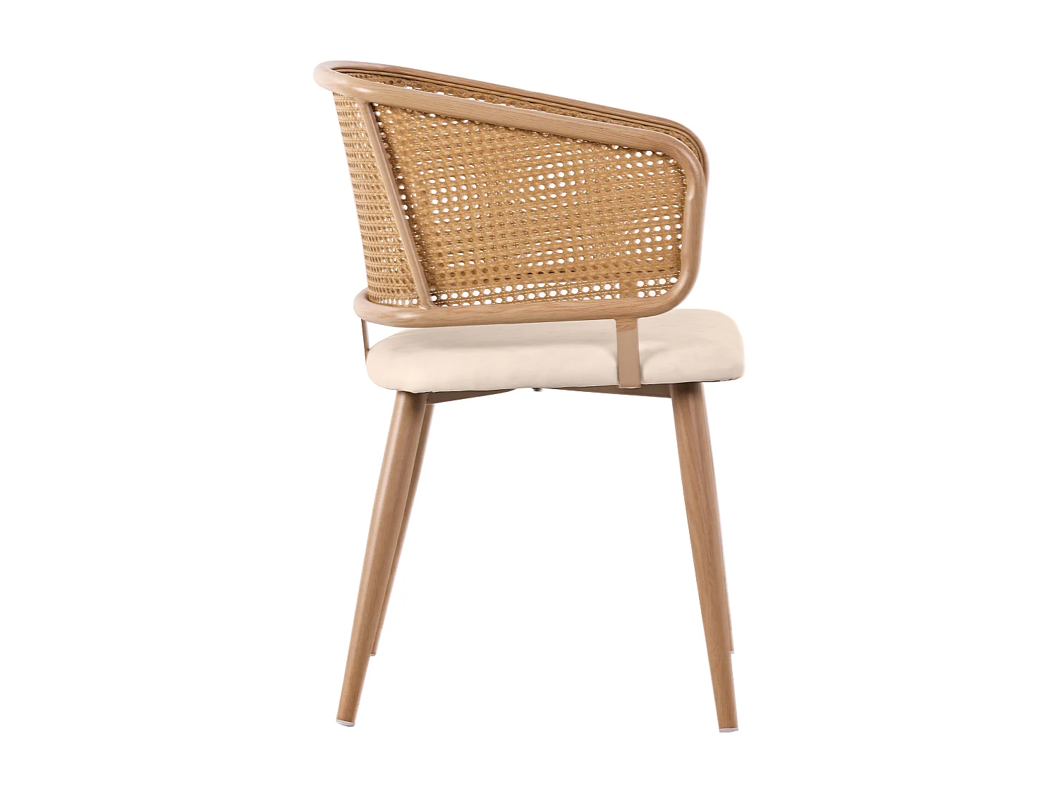 Juego de 2 sillas - Patas de metal - Cojines de polipiel - Beige-marrón