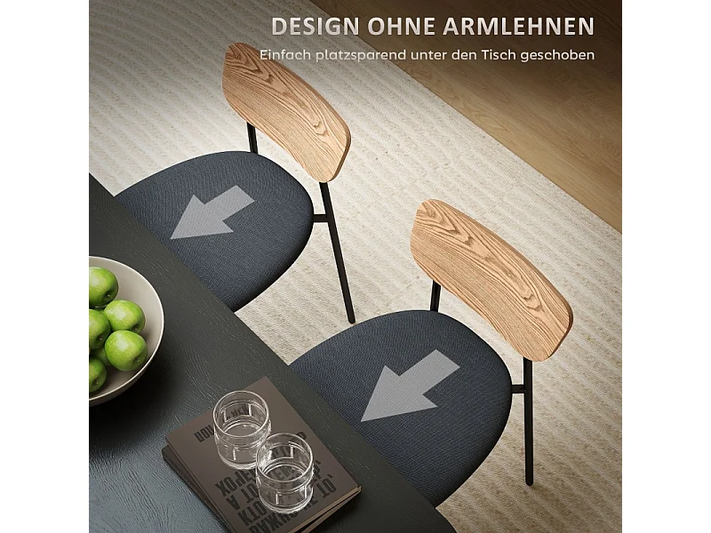 Set van 2 stoelen met metalen poten - Grijs