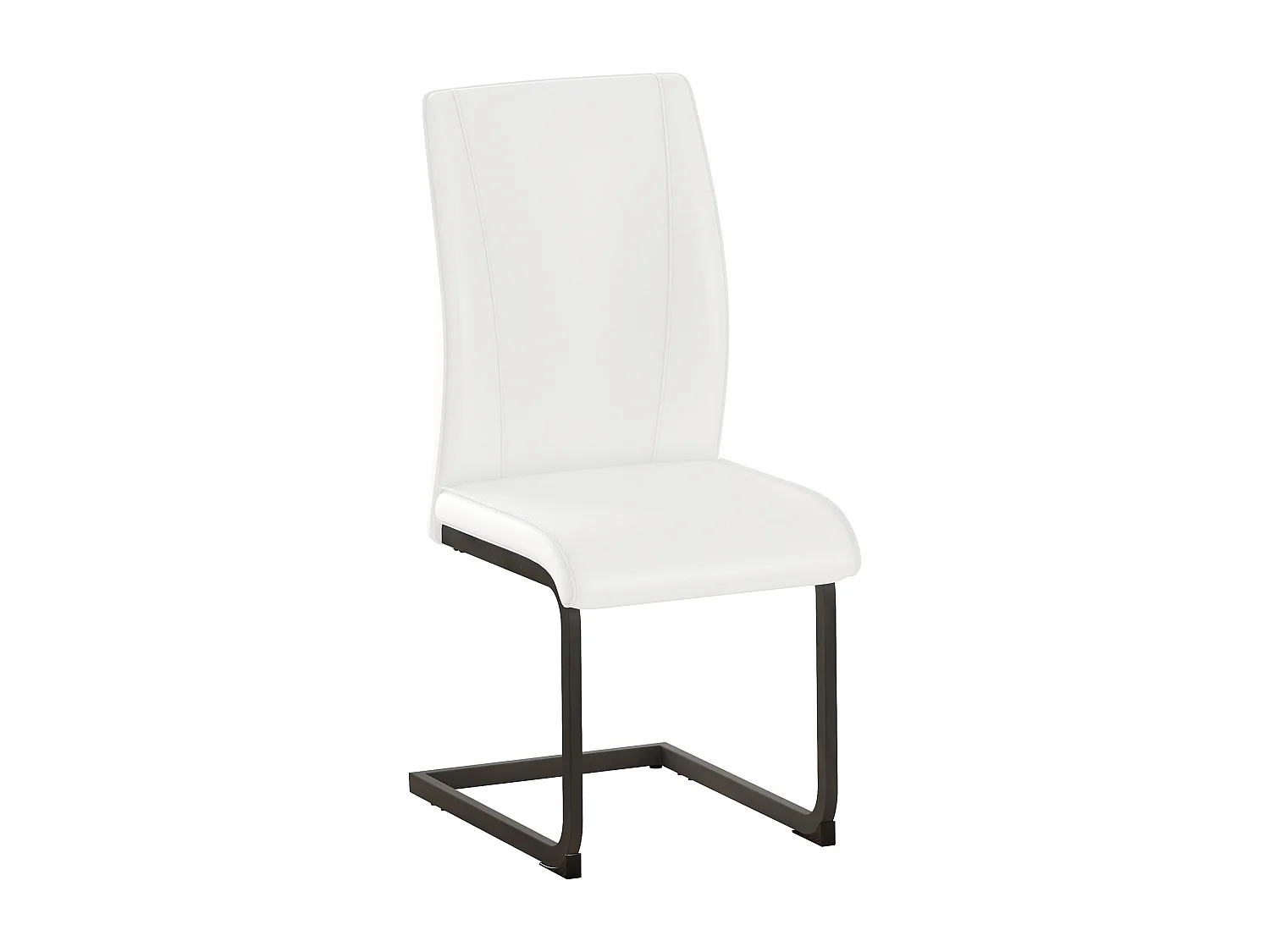 Lot de 2 chaises cantilever en simili cuir blanc - cadre en métal noir