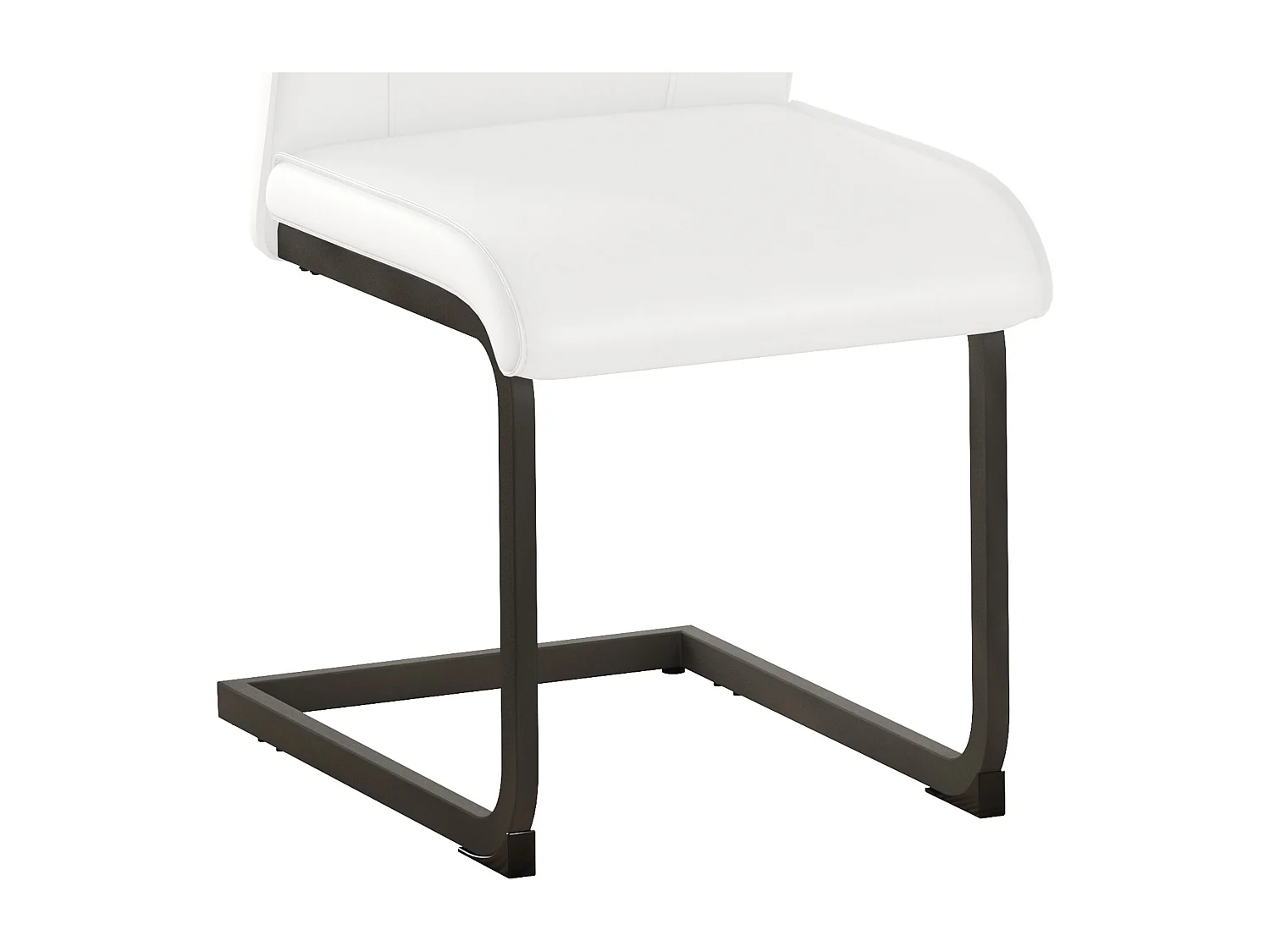 Lot de 2 chaises cantilever en simili cuir blanc - cadre en métal noir