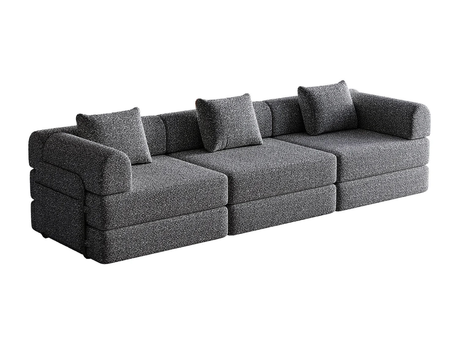 Canapé 3 places convertible express en tissu chenille gris -Combinaisons multiples