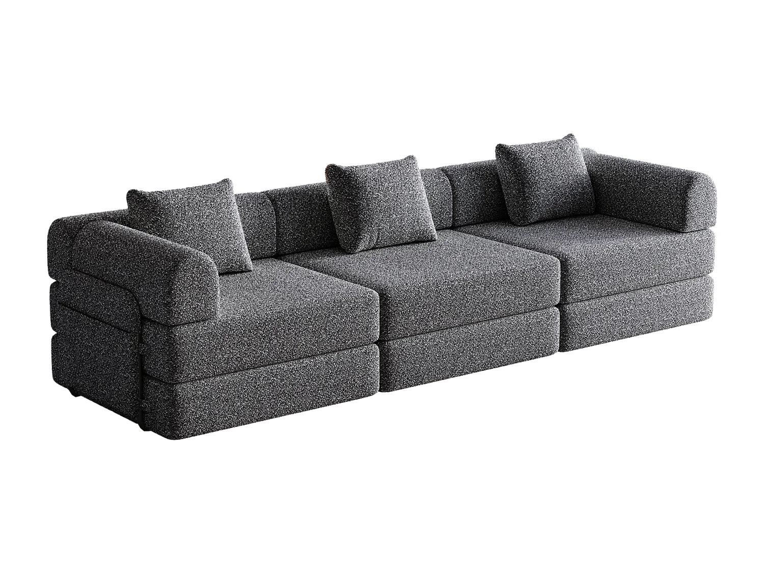 Canapé 3 places convertible express en tissu chenille gris -Combinaisons multiples