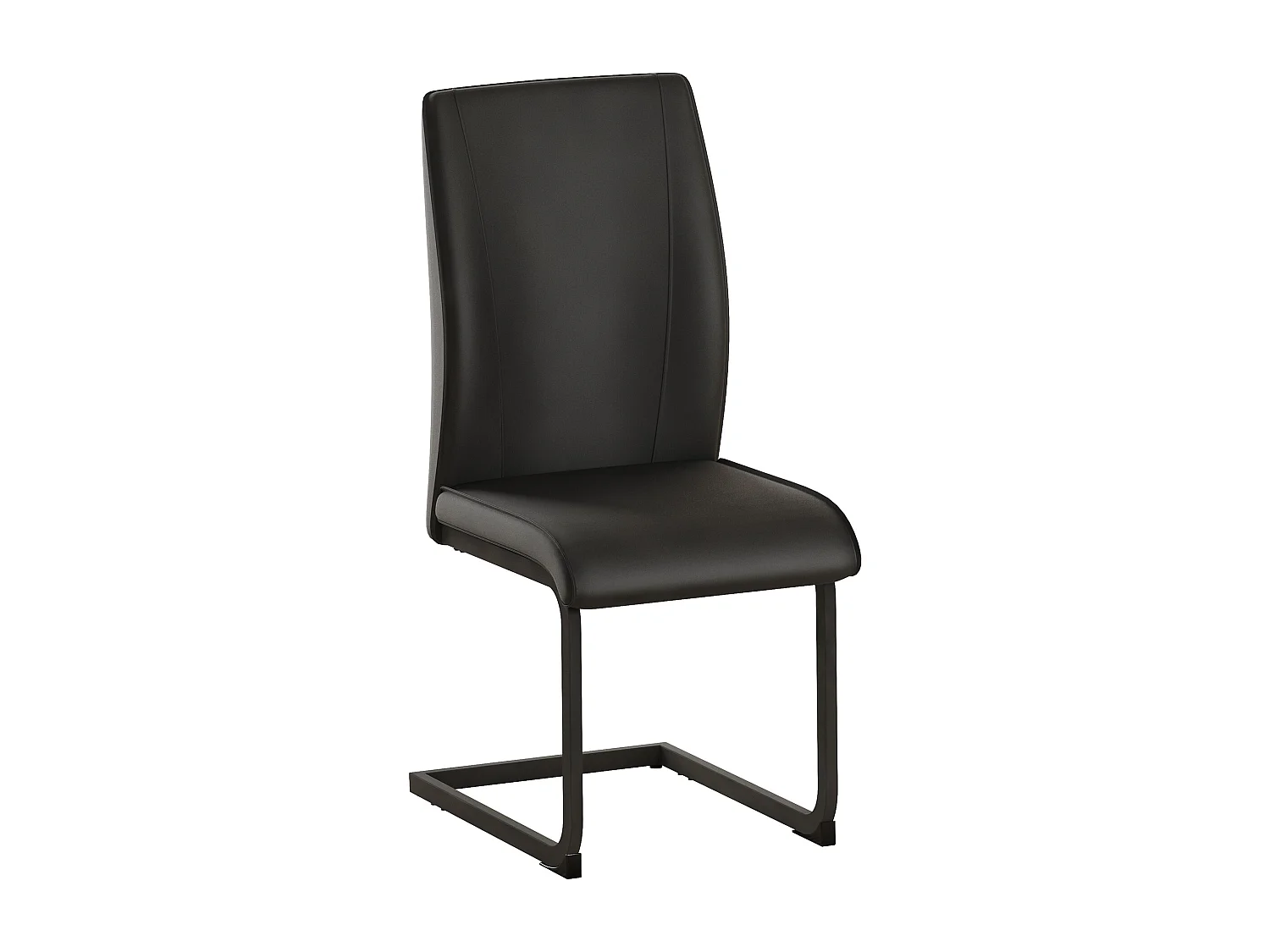 Lot de 2 chaises cantilever en simili cuir noir - cadre en métal noir