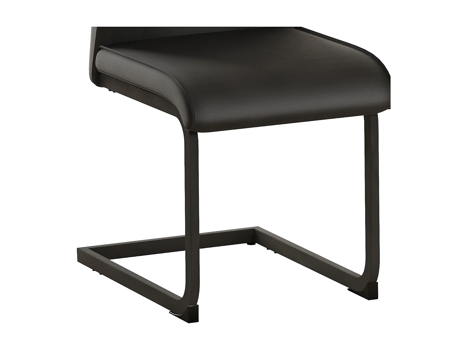 Lot de 2 chaises cantilever en simili cuir noir - cadre en métal noir
