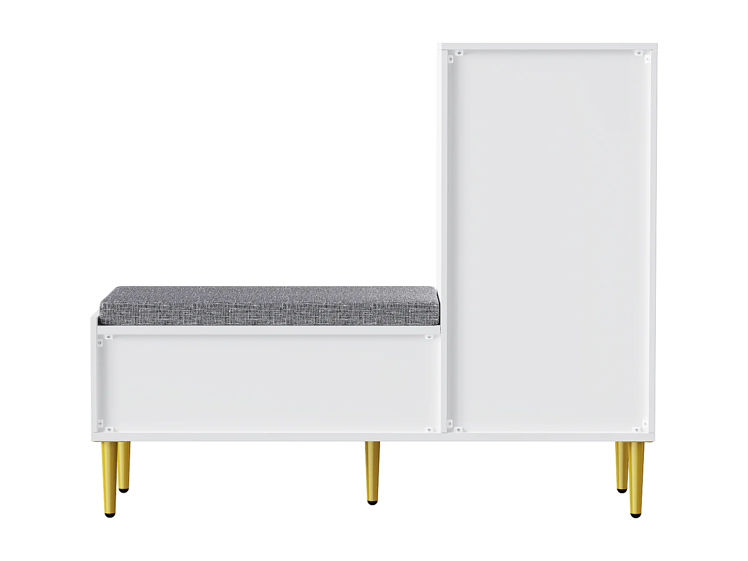 Meuble chaussures avec banc rembourré, porte et tiroir - Bois PB blanc