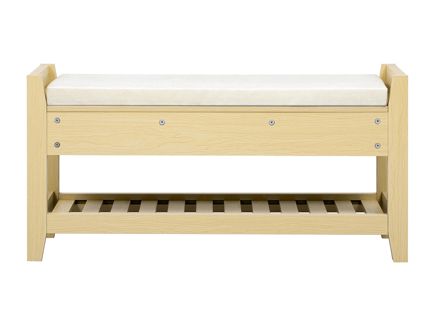 Meuble à chaussures avec 2 tiroirs et coussin - Bois MDF- Couleur naturel