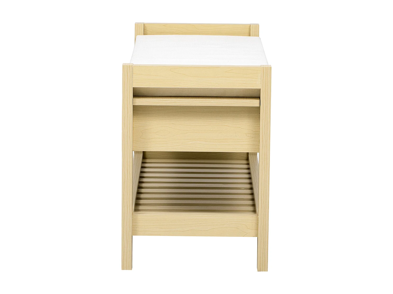 Meuble à chaussures avec 2 tiroirs et coussin - Bois MDF- Couleur naturel