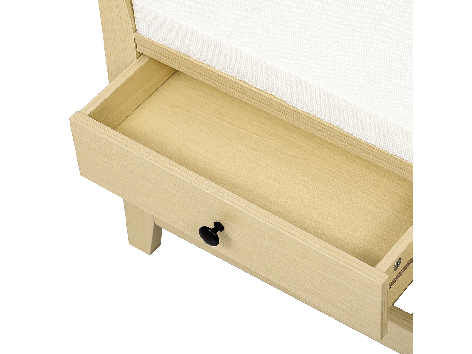 Meuble à chaussures avec 2 tiroirs et coussin - Bois MDF- Couleur naturel