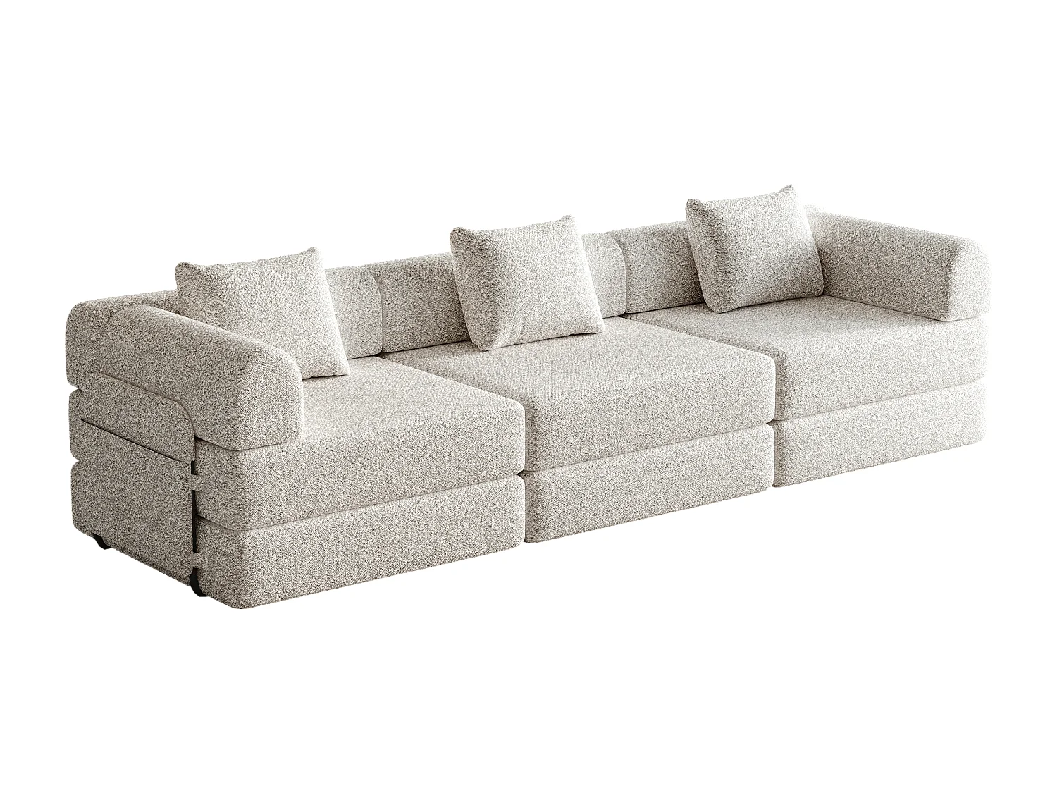 Canapé 3 places convertible express en tissu chenille kaki -Combinaisons multiples