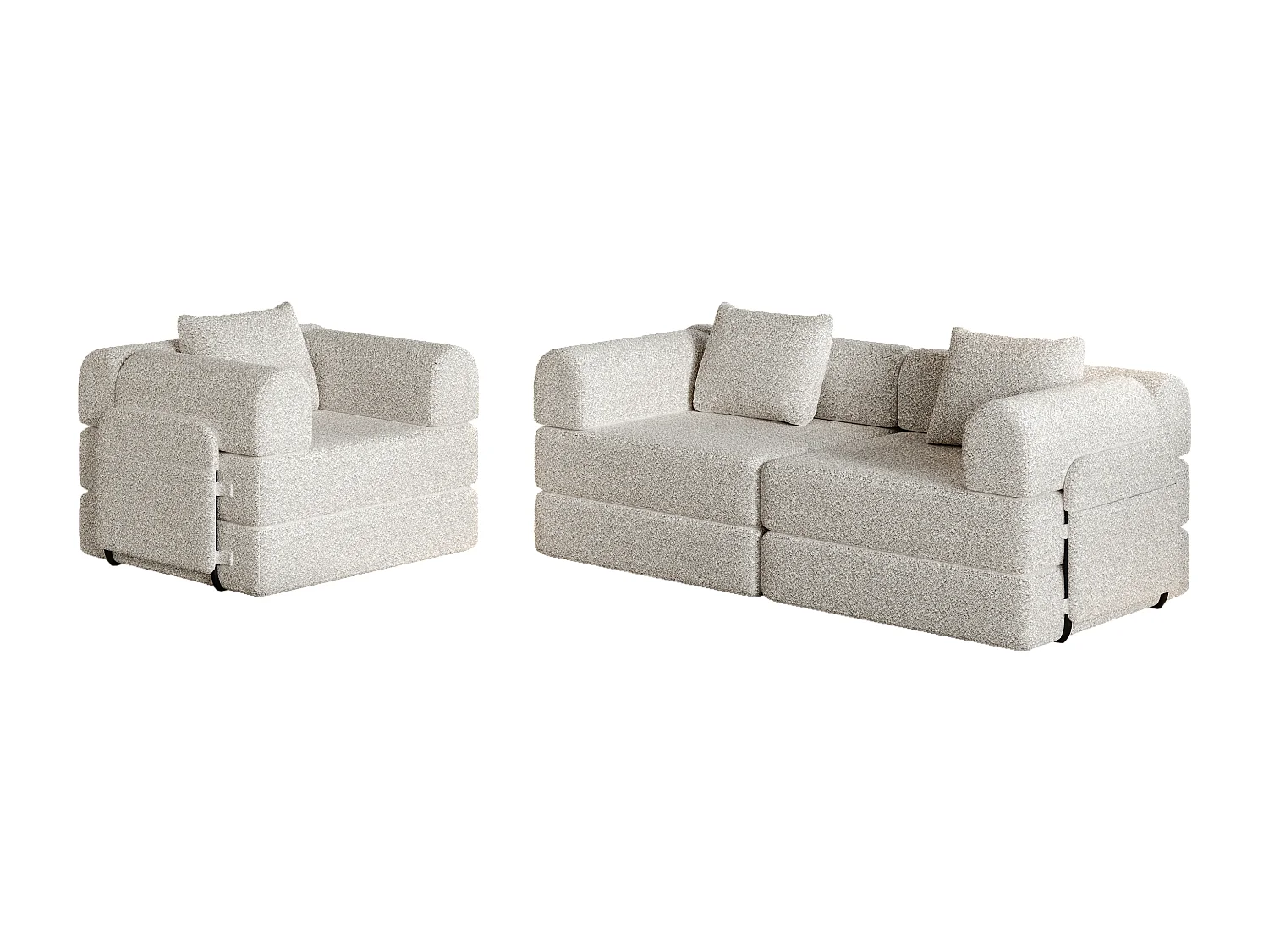 Canapé 3 places convertible express en tissu chenille kaki -Combinaisons multiples