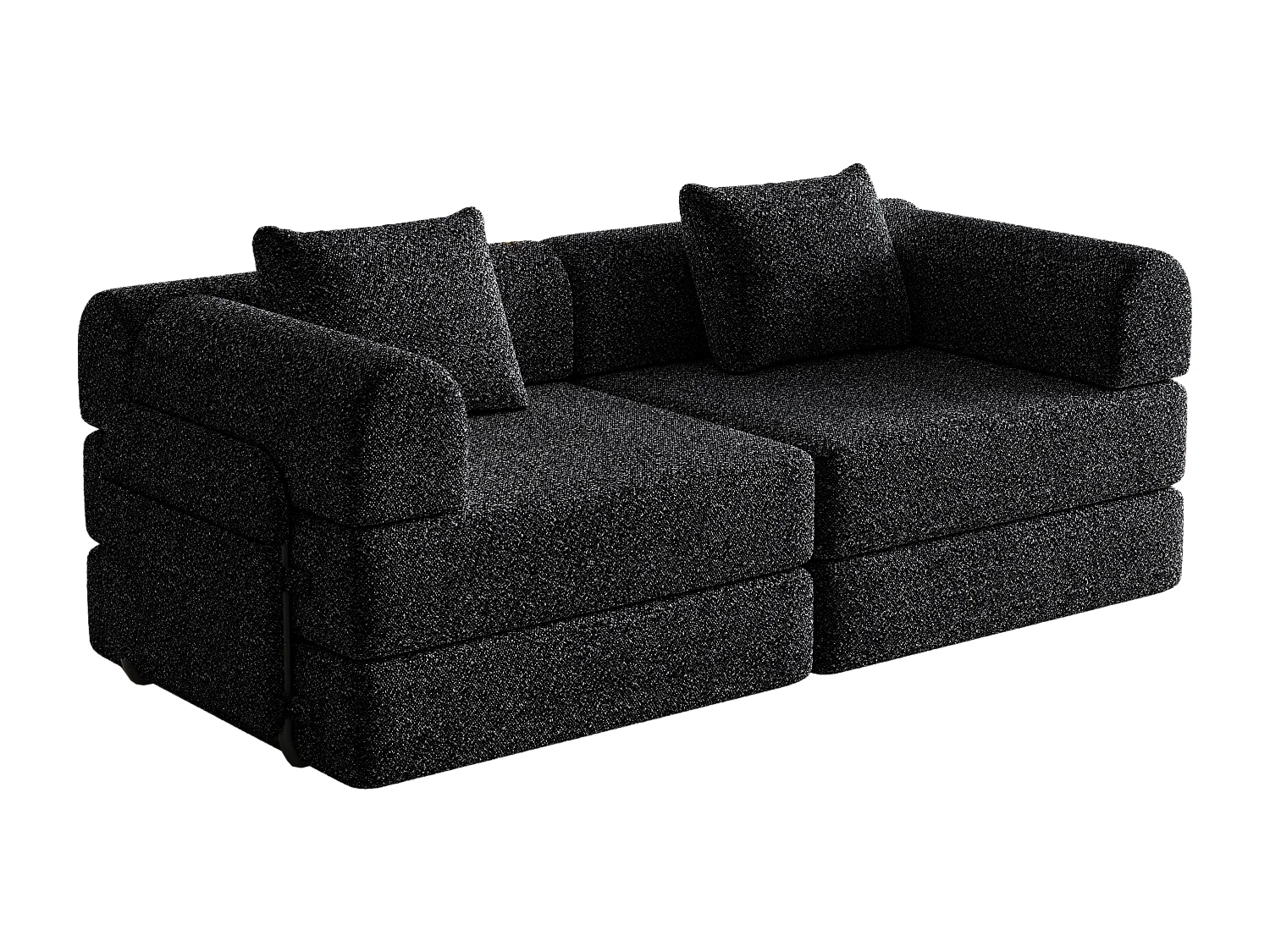 Canapé 2 places convertible express en tissu chenille noir -Combinaisons multiples