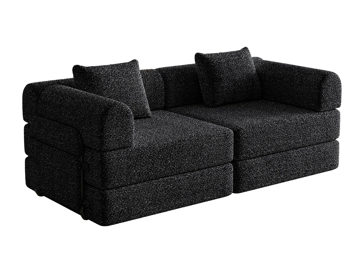 Canapé 2 places convertible express en tissu chenille noir -Combinaisons multiples