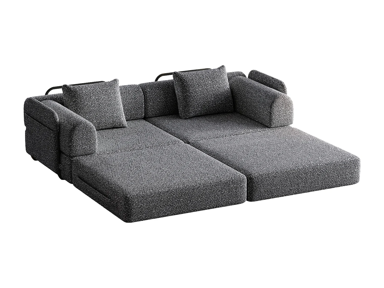 Canapé 2 places convertible express en tissu chenille gris -Combinaisons multiples