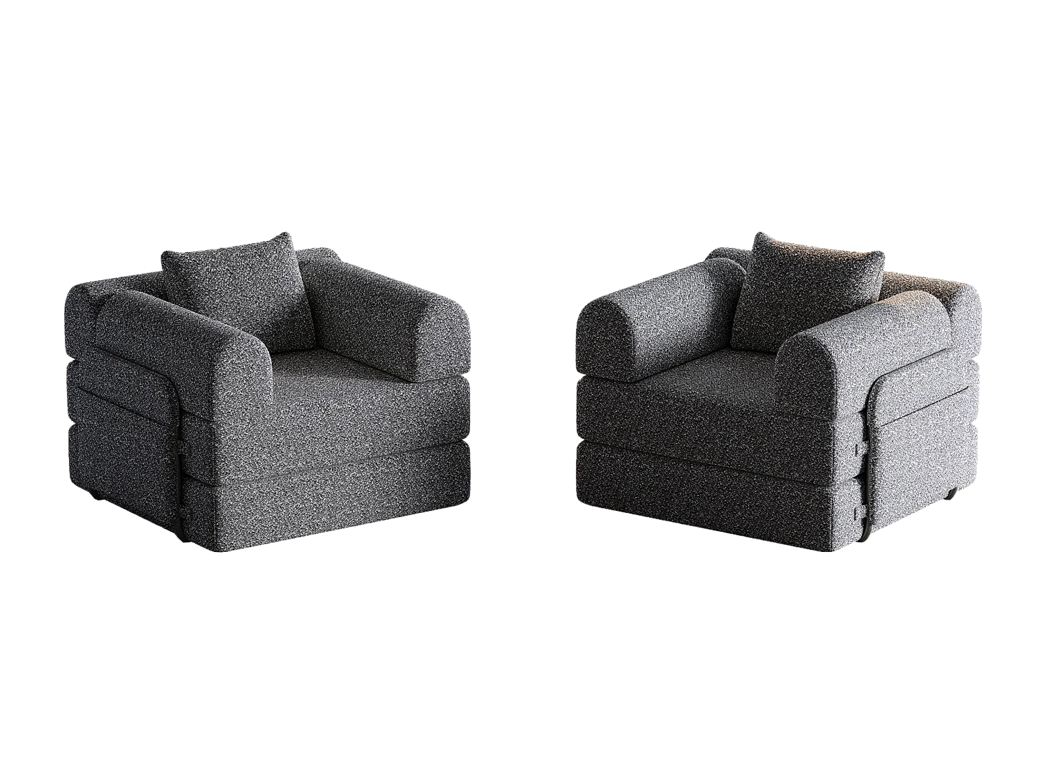 Canapé 2 places convertible express en tissu chenille gris -Combinaisons multiples