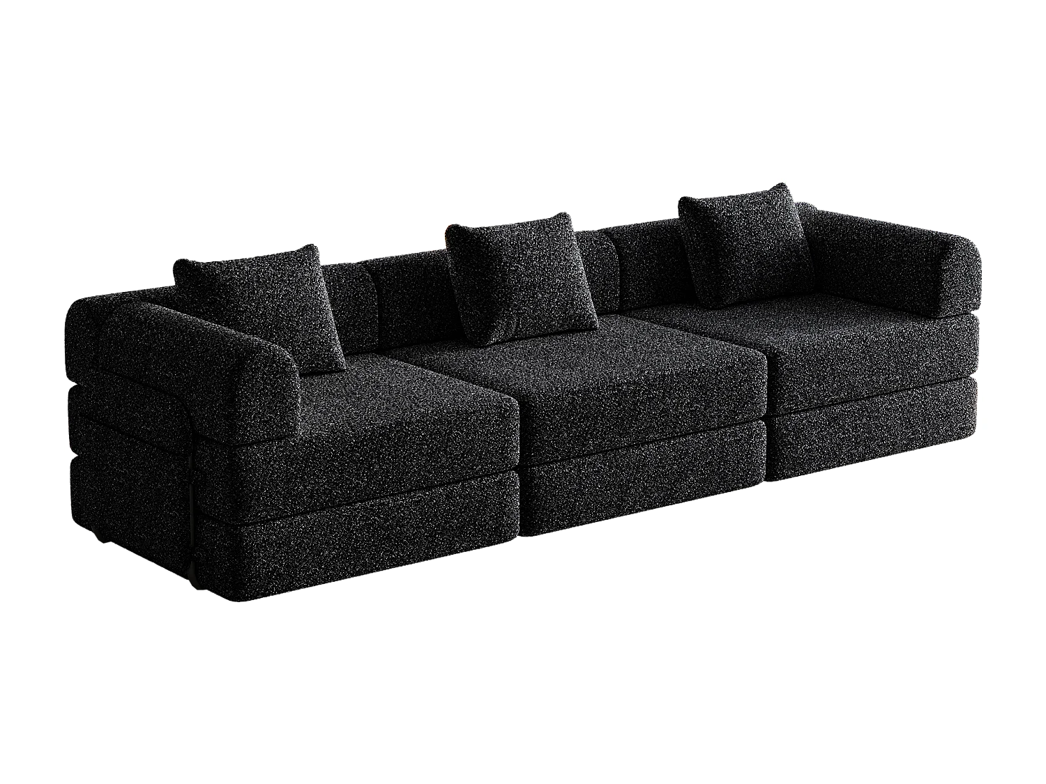 Canapé 3 places convertible express en tissu chenille noir -Combinaisons multiples