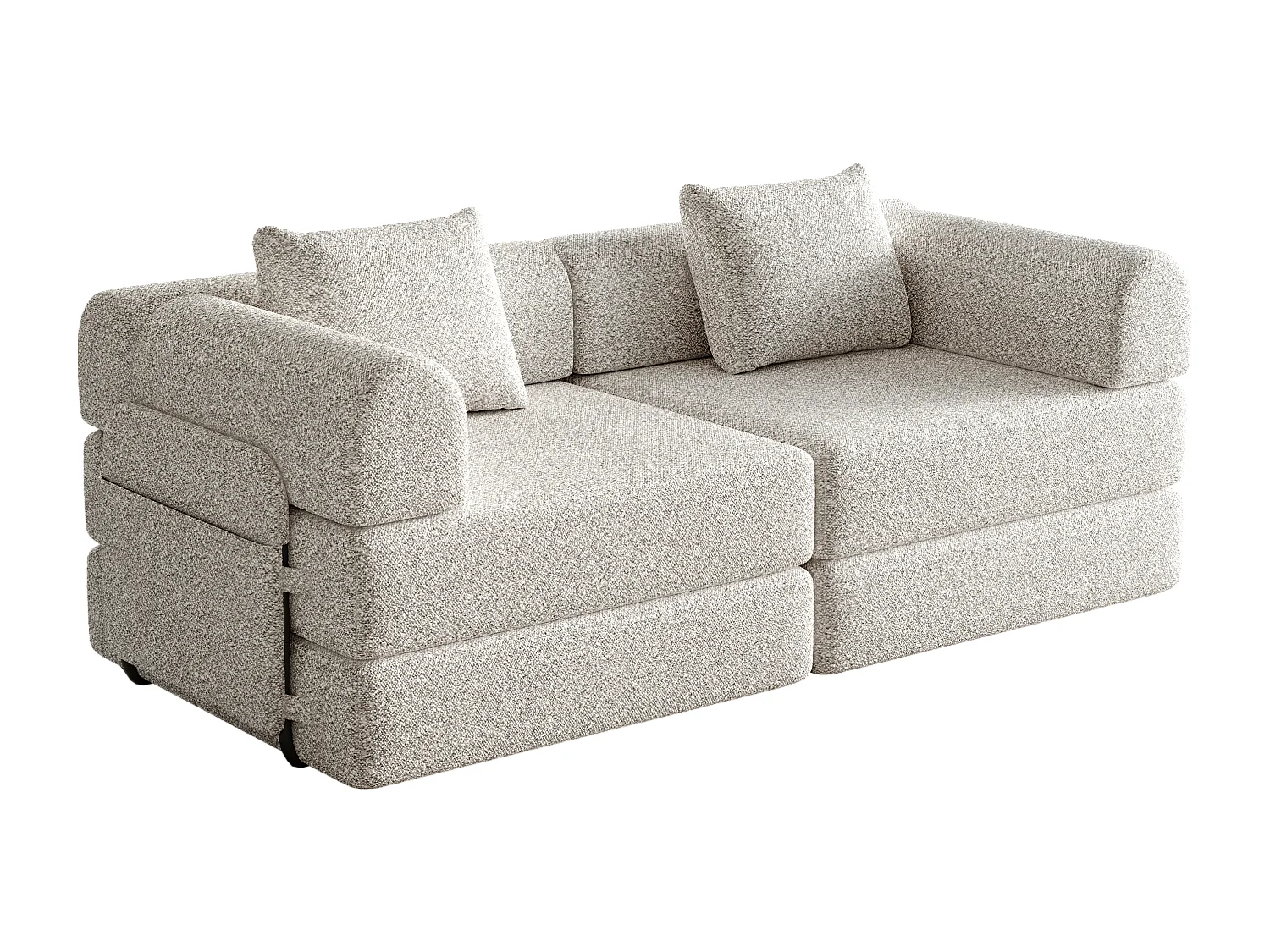 Canapé 2 places convertible express en tissu chenille kaki -Combinaisons multiples