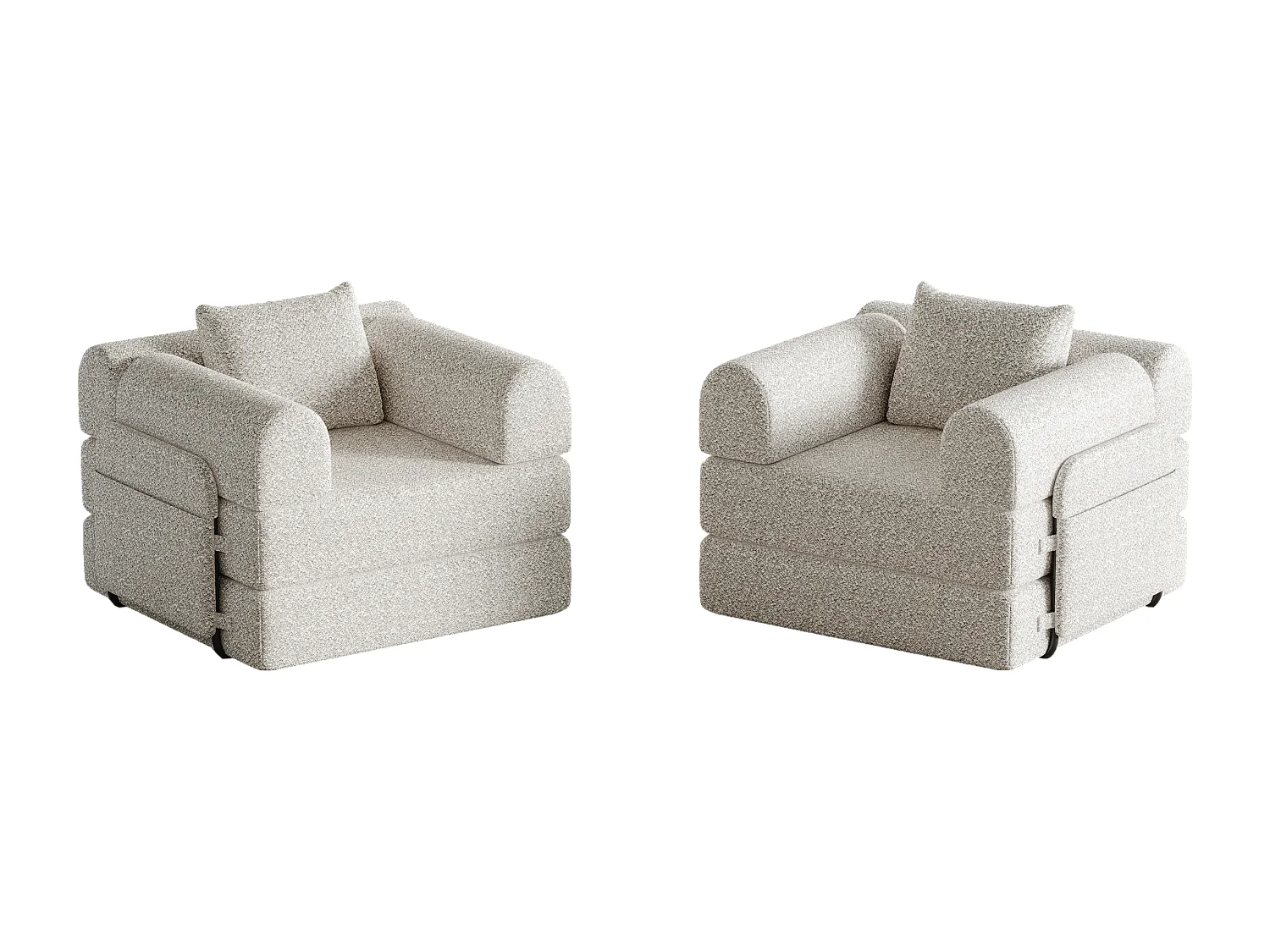 Canapé 2 places convertible express en tissu chenille kaki -Combinaisons multiples