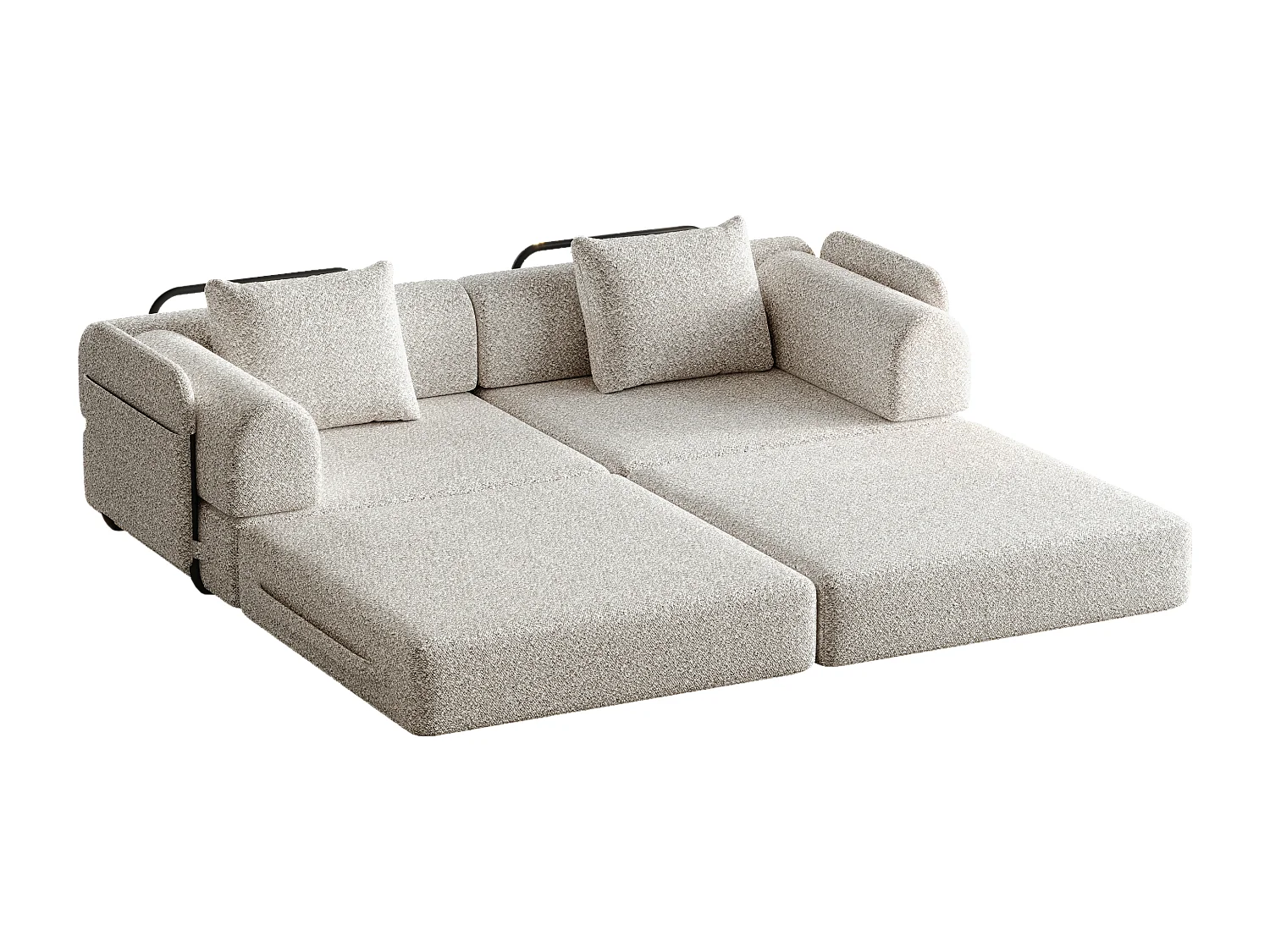 Canapé 2 places convertible express en tissu chenille kaki -Combinaisons multiples