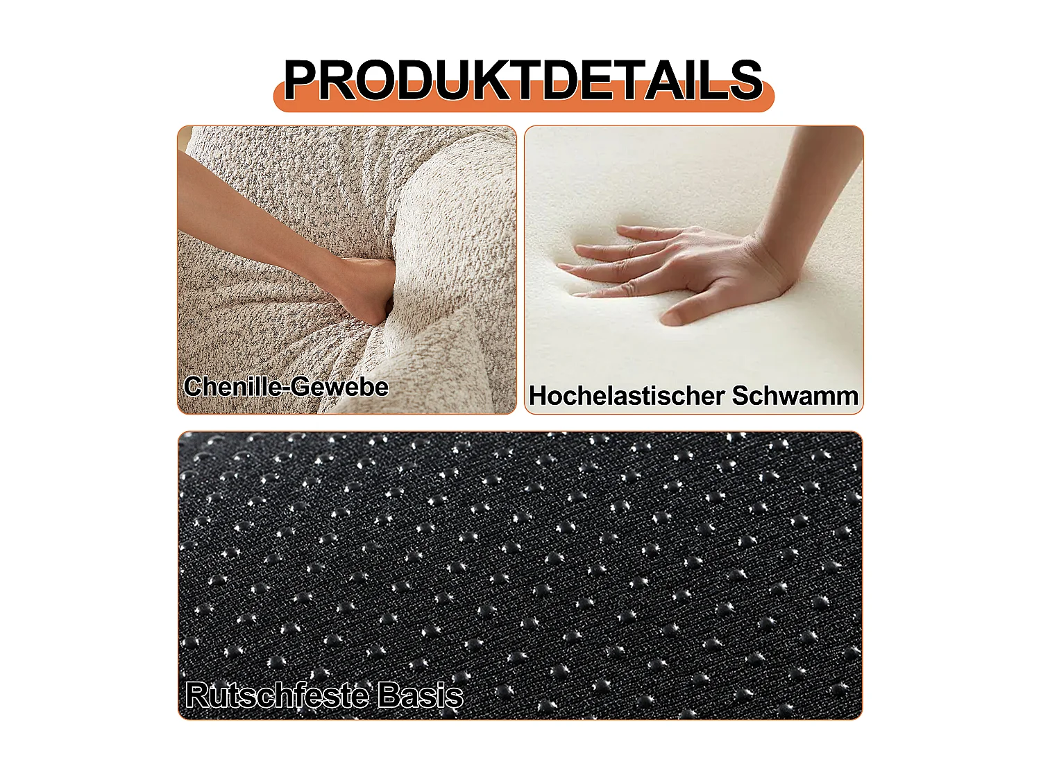 Canapé 2 places convertible express en tissu chenille kaki -Combinaisons multiples