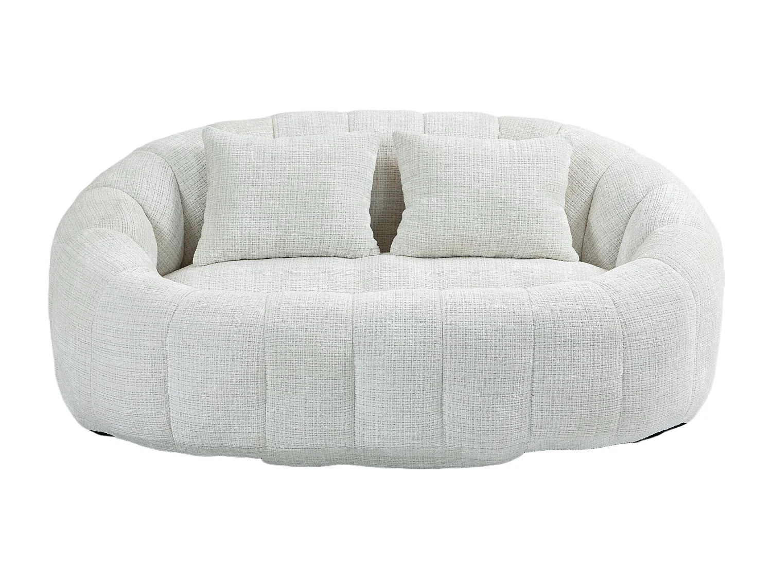 Canapé 2 places avec coussin - Canapé pour adultes et enfants- Tissu chenille beige