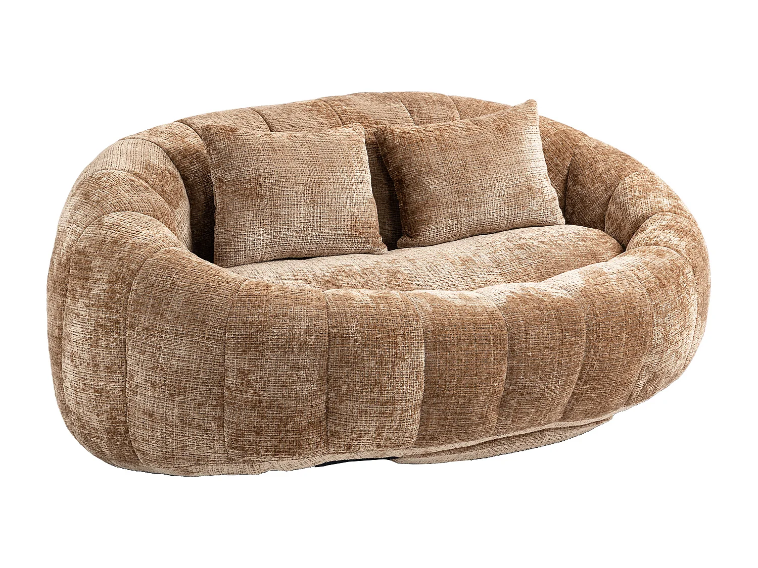 Canapé 2 places avec coussin - Canapé pour adultes et enfants- Tissu chenille café