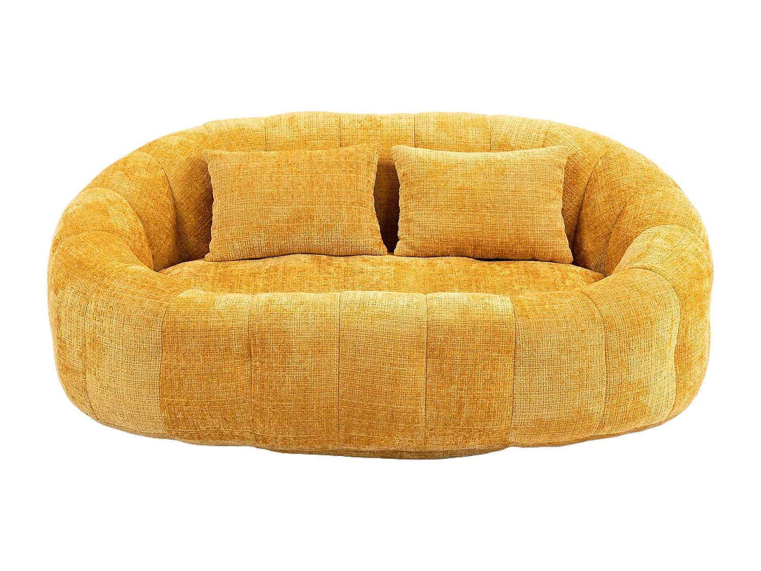 Canapé 2 places avec coussin - Canapé pour adultes et enfants- Tissu chenille jaune