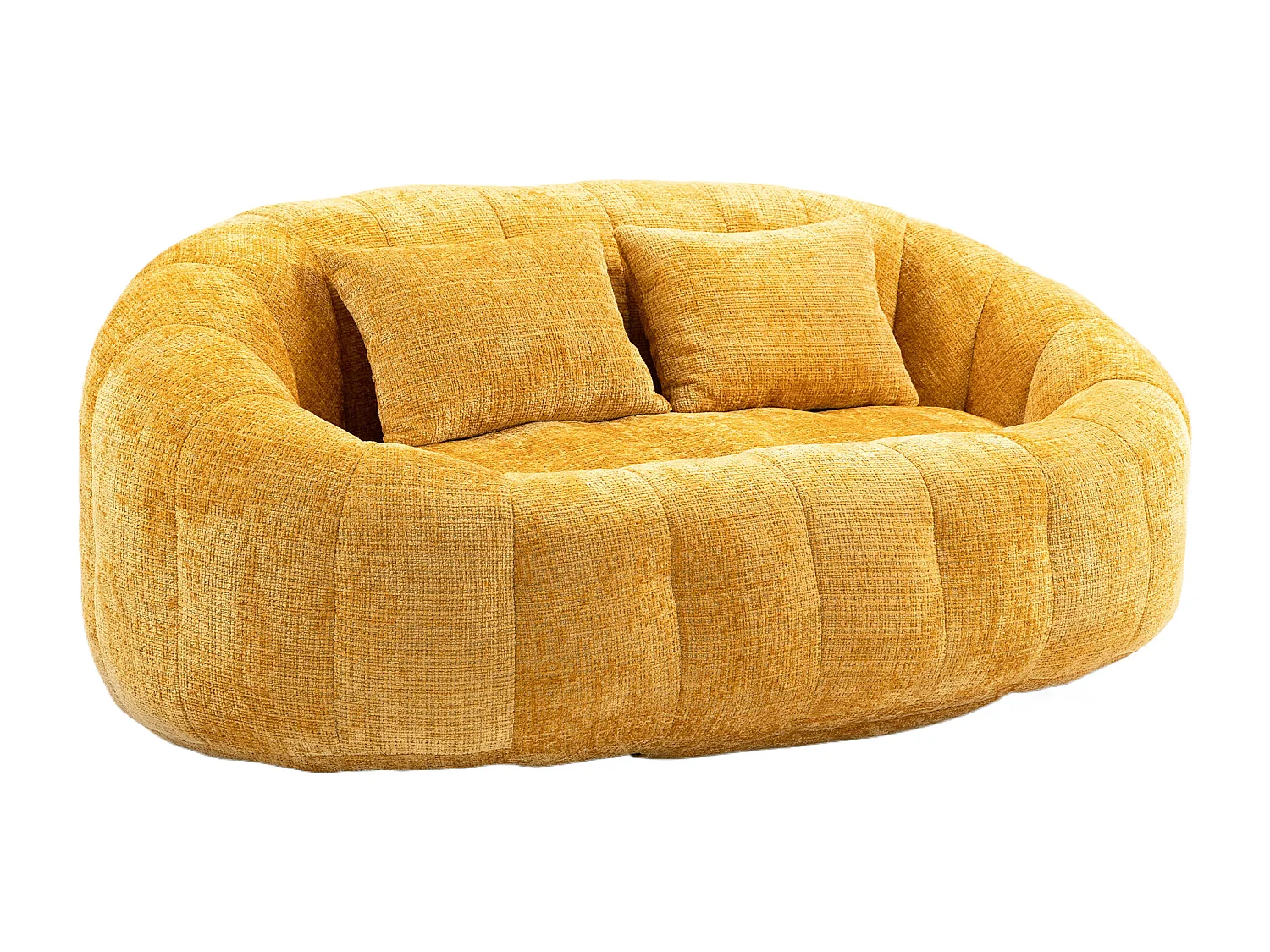 Canapé 2 places avec coussin - Canapé pour adultes et enfants- Tissu chenille jaune