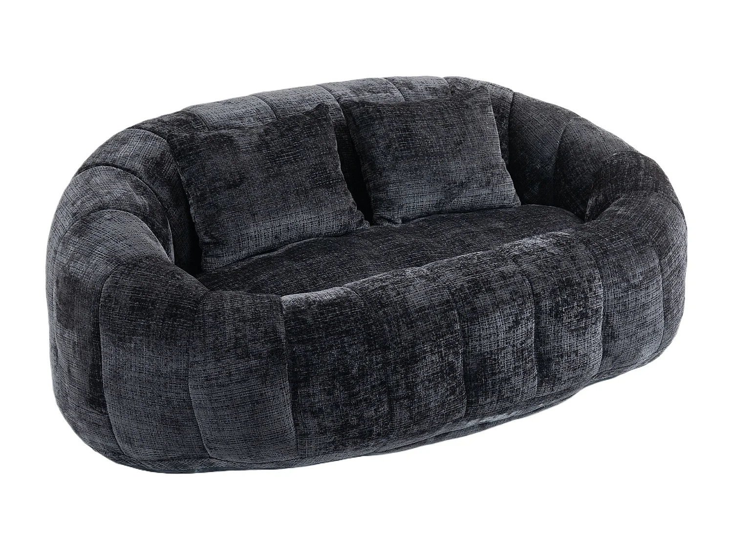 Canapé 2 places avec coussin - Canapé pour adultes et enfants- Tissu chenille noir
