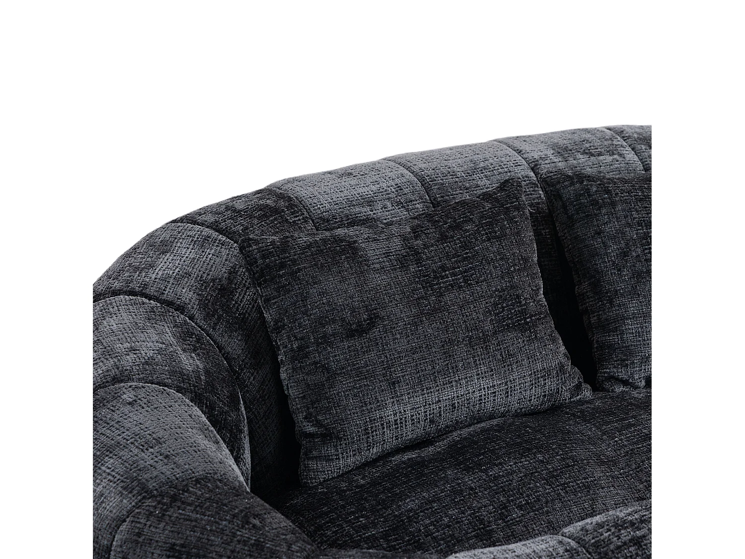 Canapé 2 places avec coussin - Canapé pour adultes et enfants- Tissu chenille noir