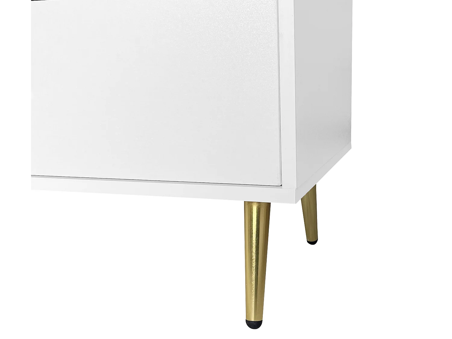 Commode avec 7 tiroirs - Poignées et pieds dorés - Bois blanc