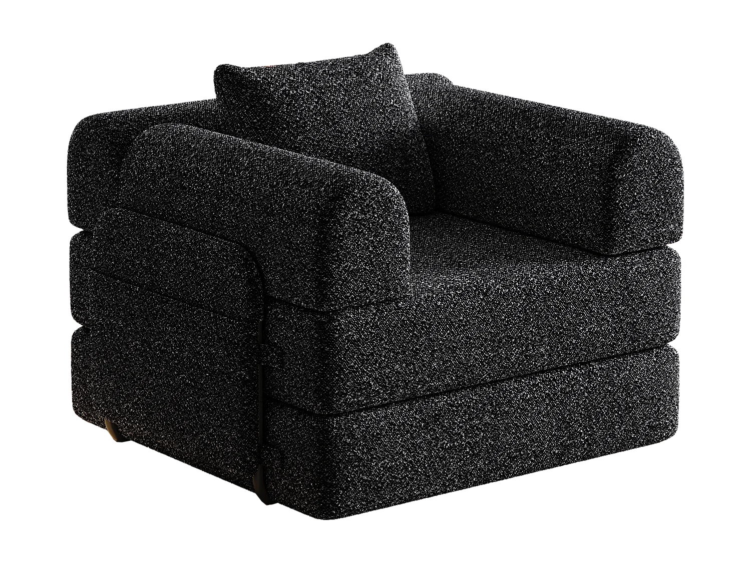 Canapé convertible Fauteuil Lit 1 Place - Tissu chenille noir