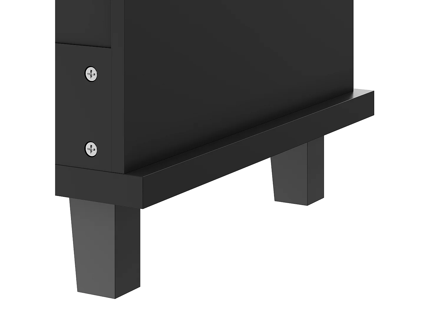 Isola cucina con ruote, anta e 2 cassetti - piano effetto legno - Nero