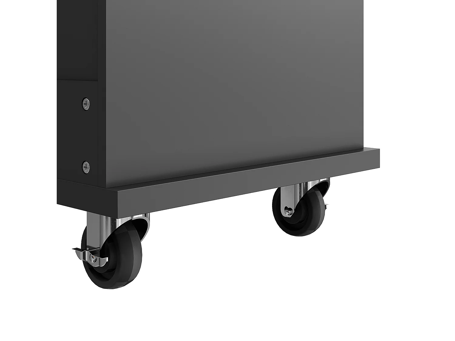 Isola cucina con ruote, anta e 2 cassetti - piano effetto legno - Nero