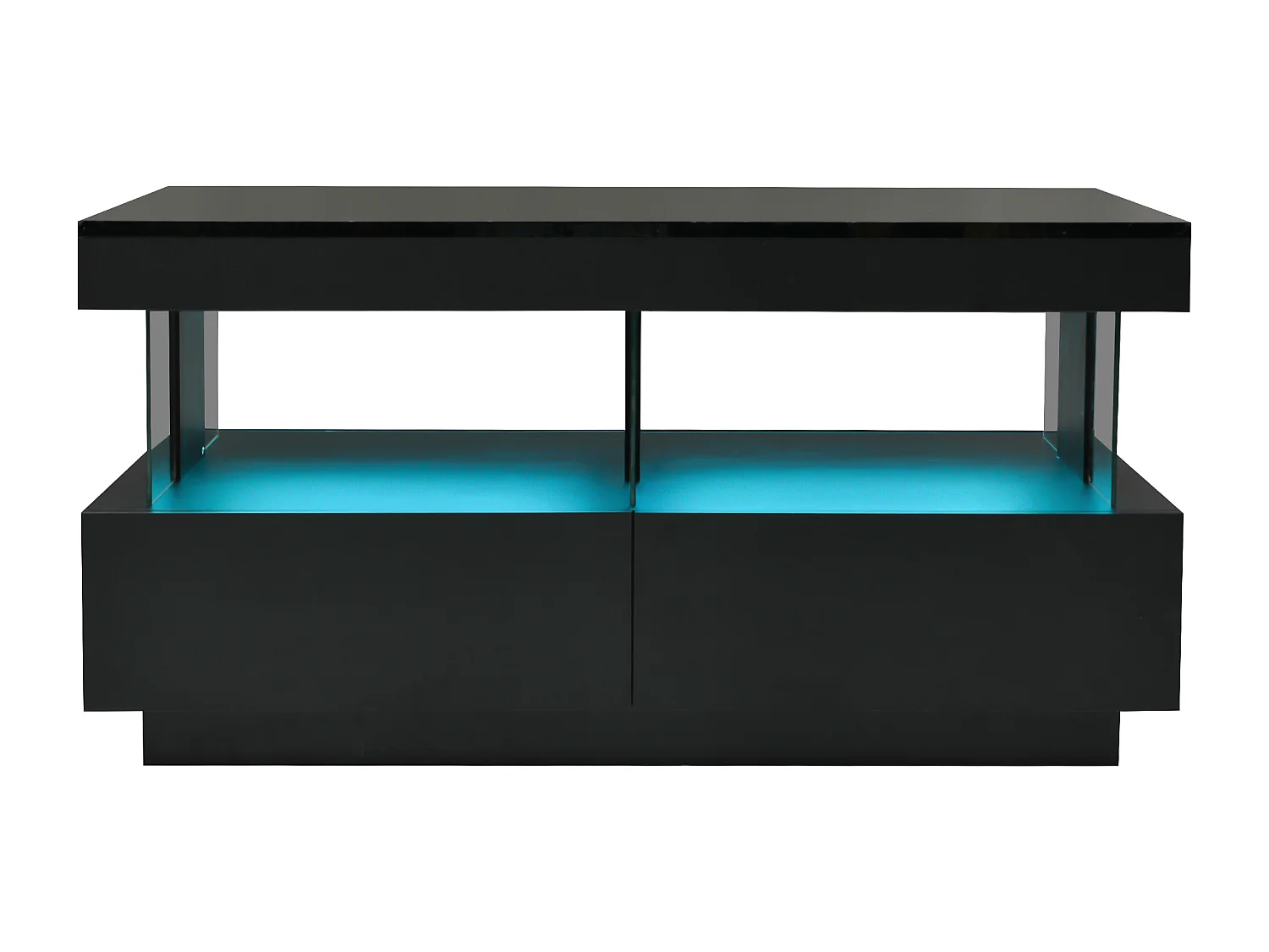 Tavolino con illuminazione a LED e 2 cassetti - Finitura nero lucido