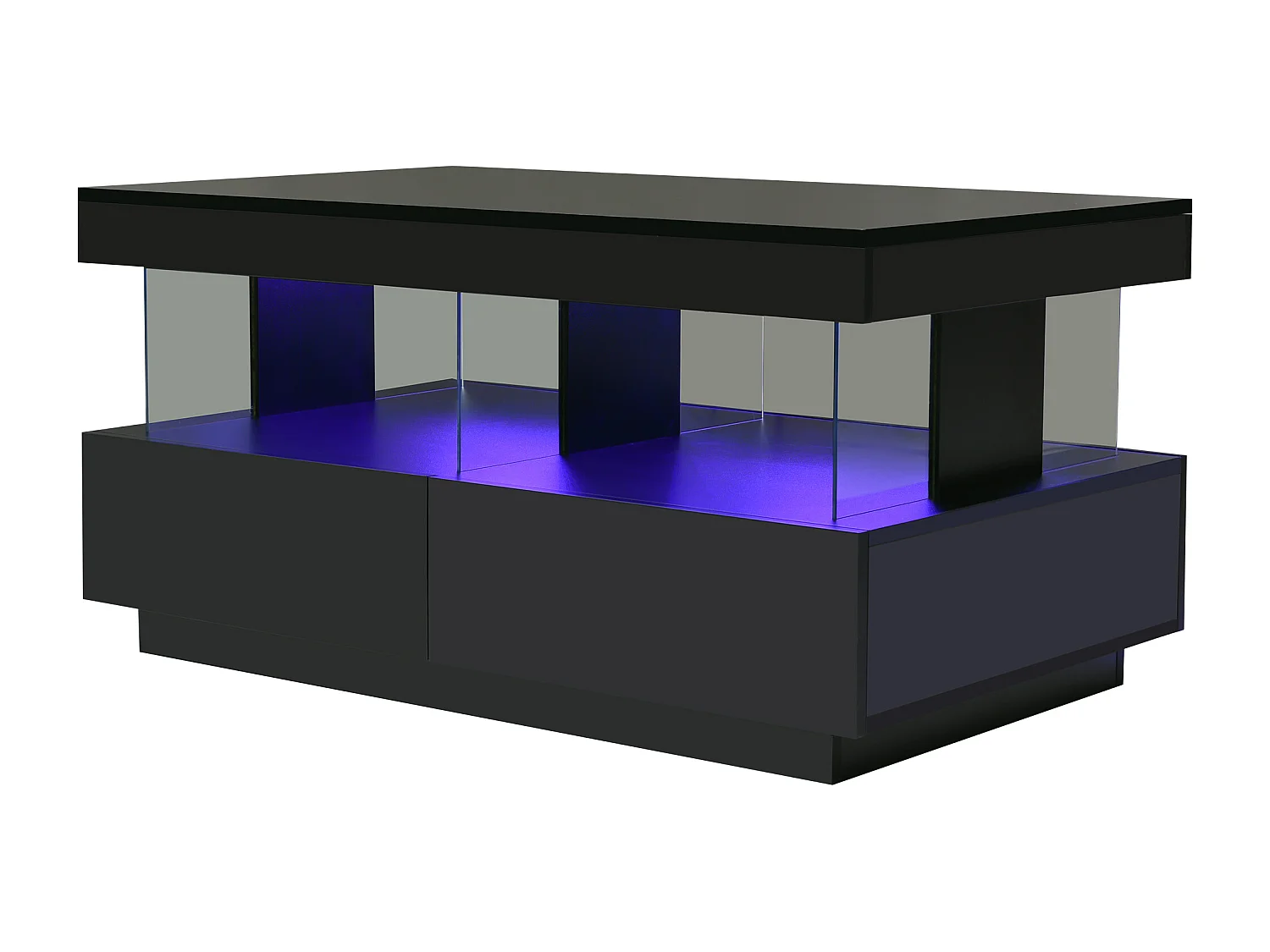 Tavolino con illuminazione a LED e 2 cassetti - Finitura nero lucido