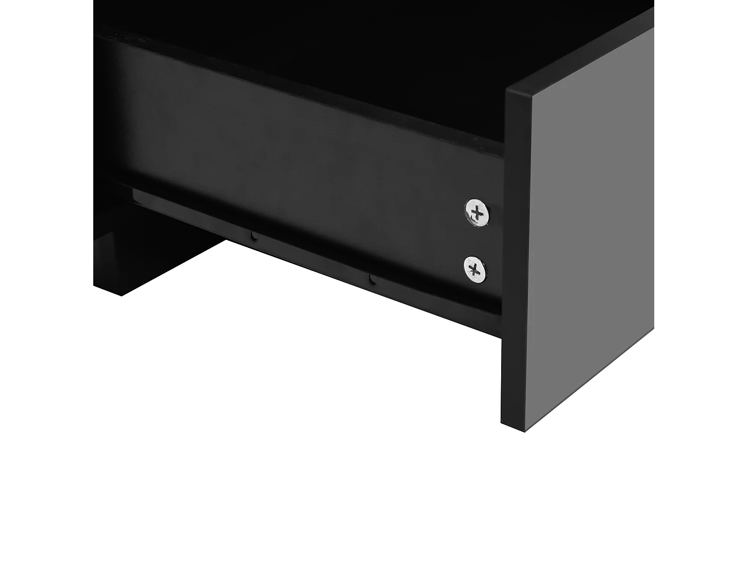 Tavolino con illuminazione a LED e 2 cassetti - Finitura nero lucido