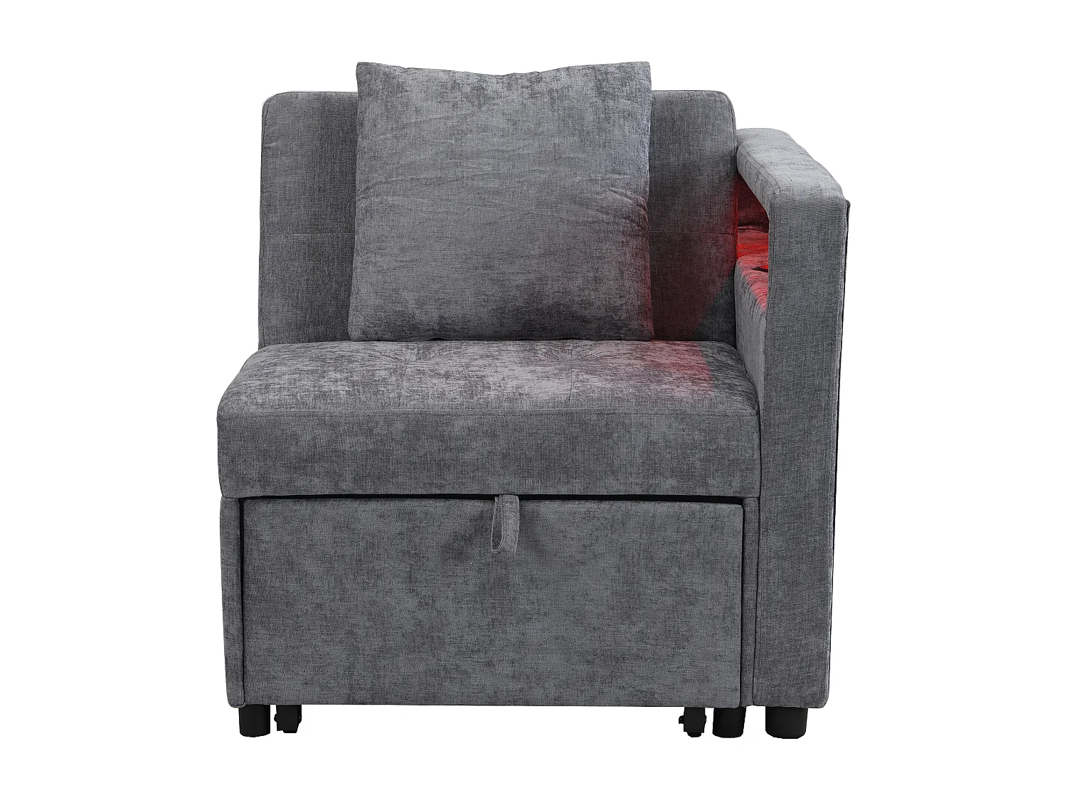 Fauteuil convertible avec LED,USB , Type-C et soutien lombaire - Canapé-lit multifonctionnel -Tissu lin gris