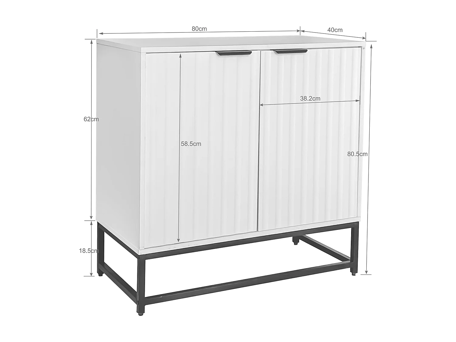 Buffet avec 2 portes - Pieds en métal -Bois PB - Blanc