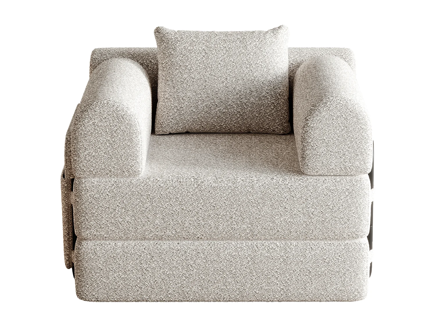 Divano letto trasformabile - Posto singolo - Tessuto ciniglia color cachi