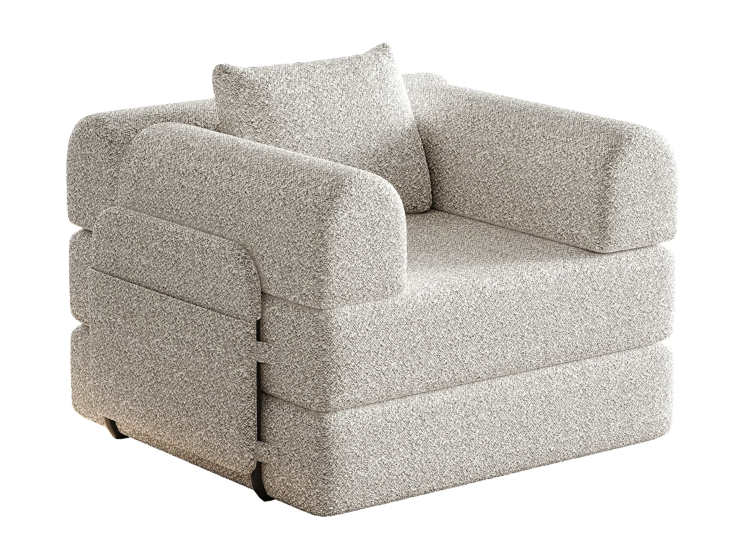 Divano letto trasformabile - Posto singolo - Tessuto ciniglia color cachi