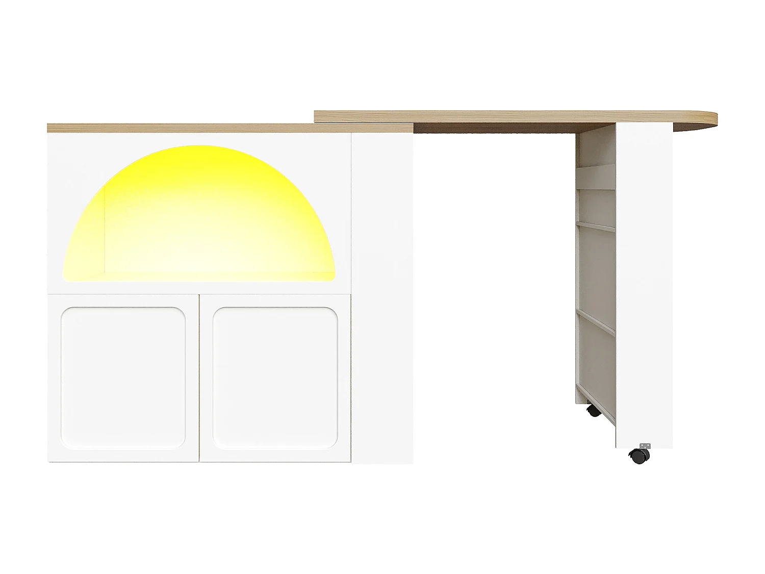 Meuble de bar pivotante avec LED et 2 portes - Porte cintrée blanche