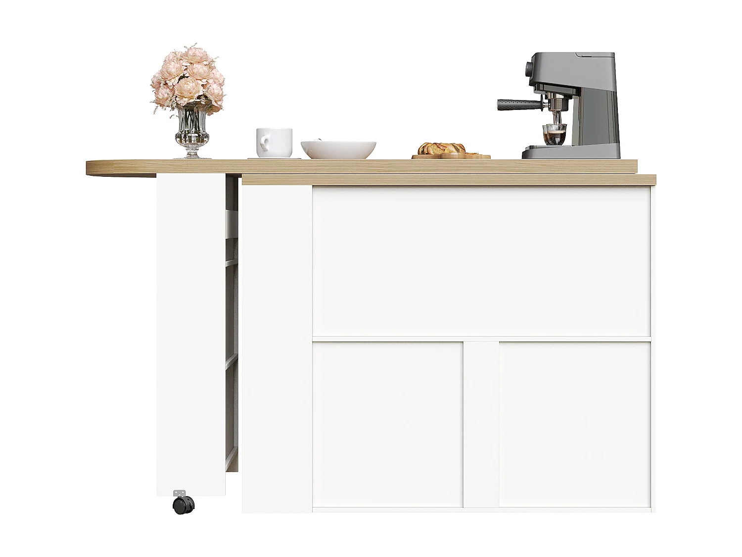 Meuble de bar pivotante avec LED et 2 portes - Porte cintrée blanche