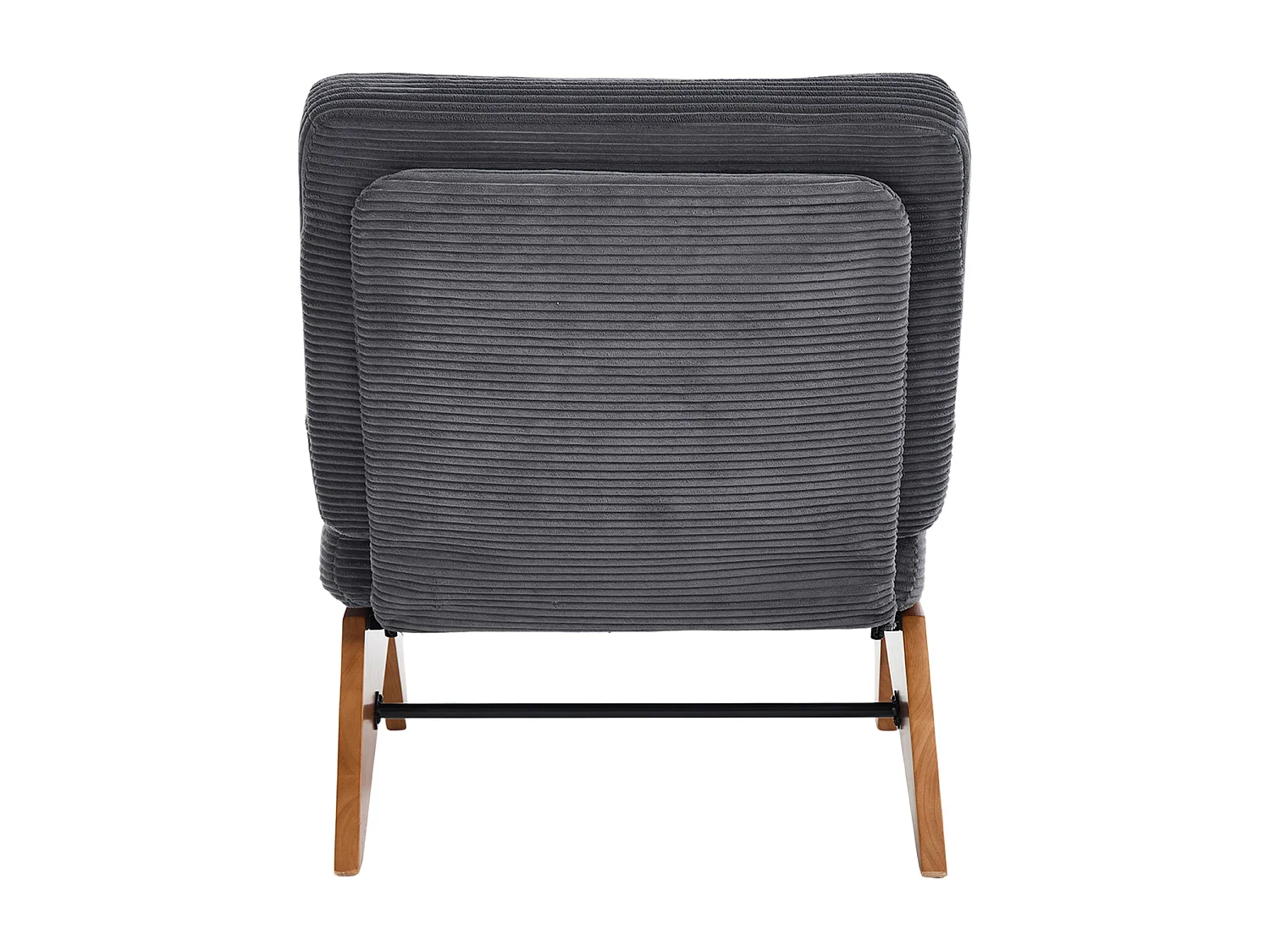 Converteerbare fauteuil met voetenbank en lendenkussen - Houten poten - Donkergrijze stof