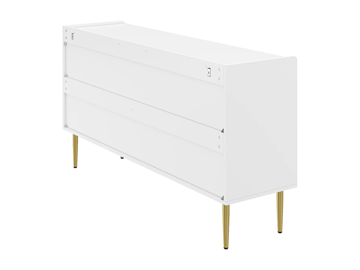 Buffet avec 4 portes -Pieds en métal doré - Blanc 140x38x75cm