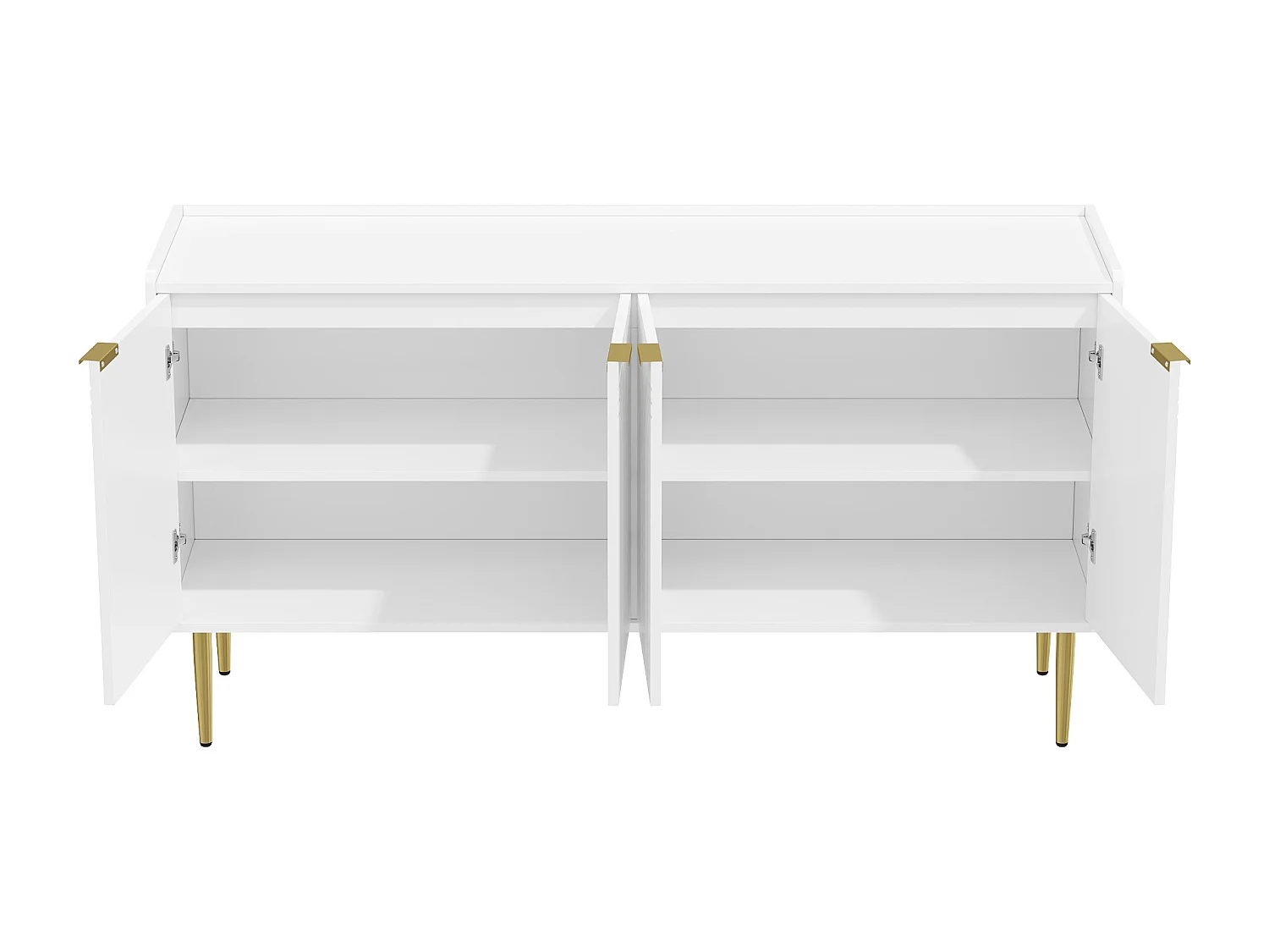 Buffet avec 4 portes -Pieds en métal doré - Blanc 140x38x75cm