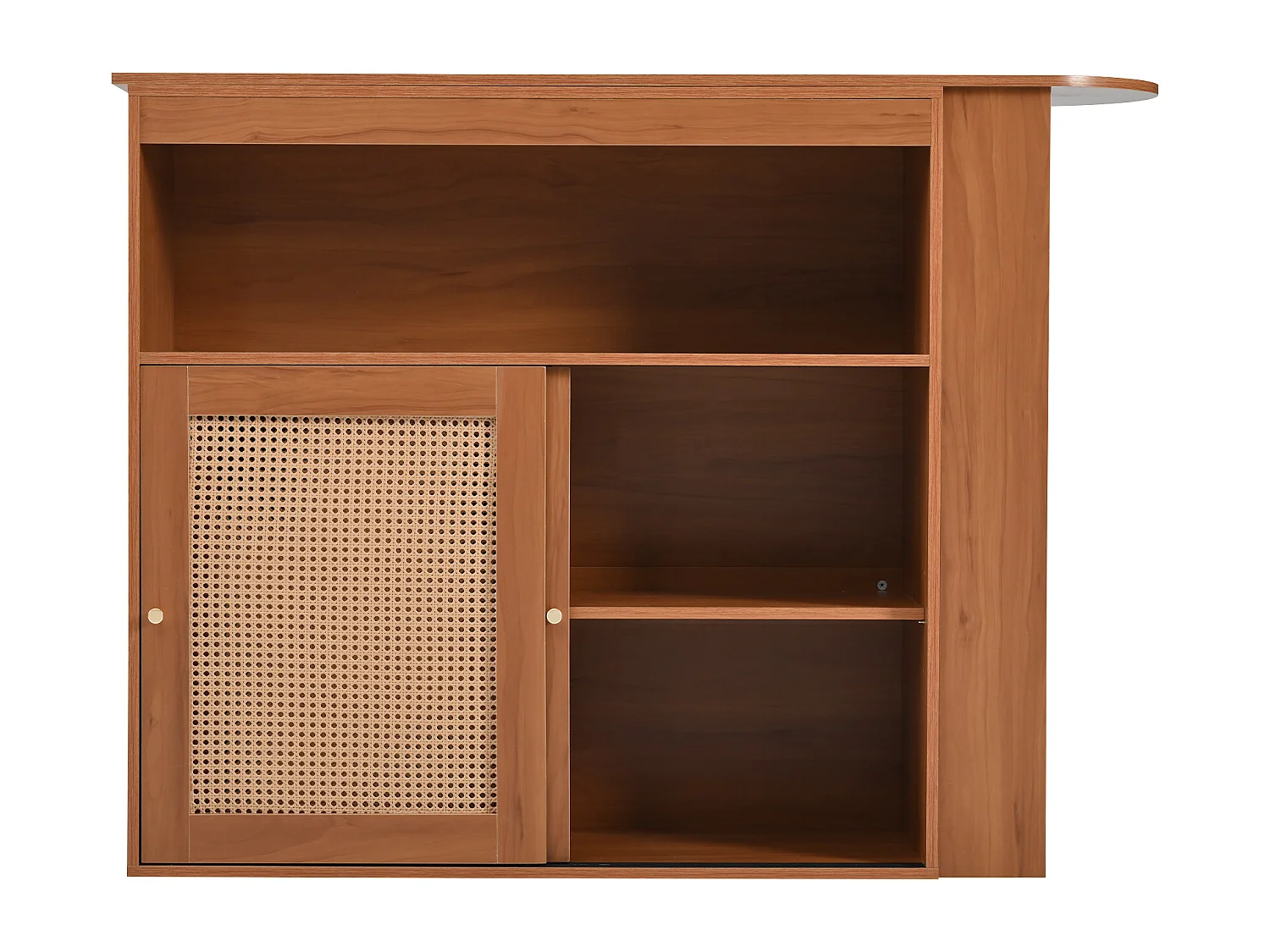 Draaibare barkast met 2 schuifdeuren van rotan - Bruin 138-193×39×104cm