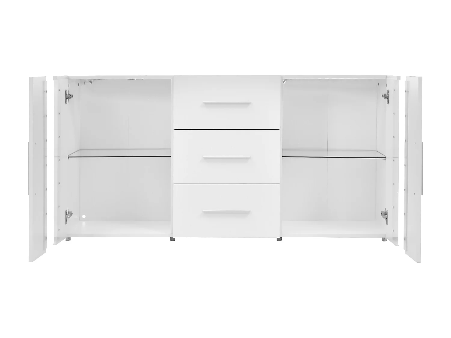 Credenza con LED, 2 ante e 3 cassetti - Legno MDF - Bianco