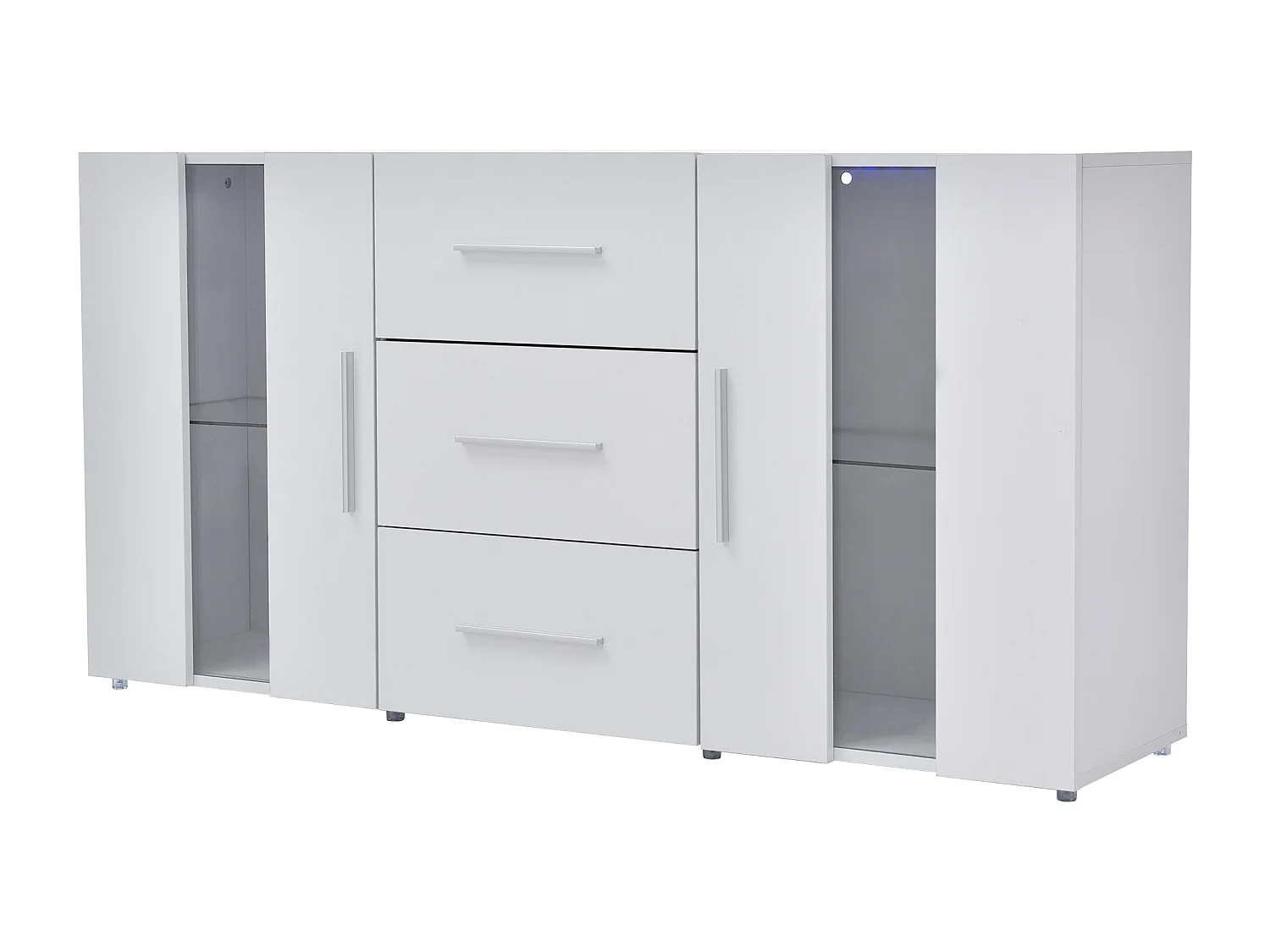 Credenza con LED, 2 ante e 3 cassetti - Legno MDF - Bianco